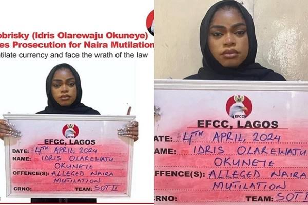 EFCC Confirms Bobrisky's Arrest Over Abuse Of Nigerian Naira And Mutilation