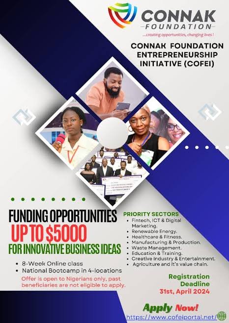 Get $5,000 Grant With Connak Foundation Entrepreneurship Initiative In Nigeria