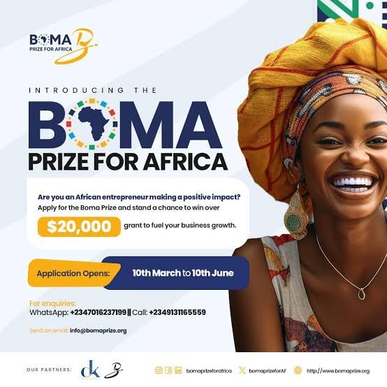 Apply For 2024 Boma Prize For Africa - Get Over $20,000 Grant For Your Business