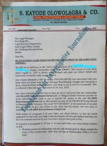Latters from Sule Fabiyi Lawyer to First bank